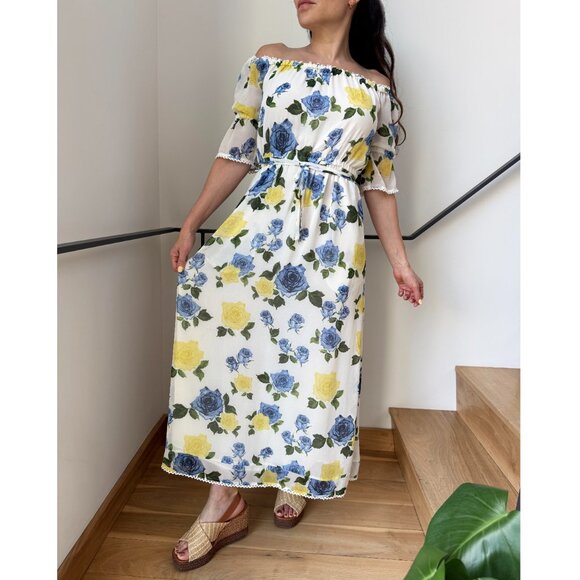 The Kooples Sport - Wild Roses Off-the-Shoulder Maxi Dress, Sz SMALL - Picture 3 of 10